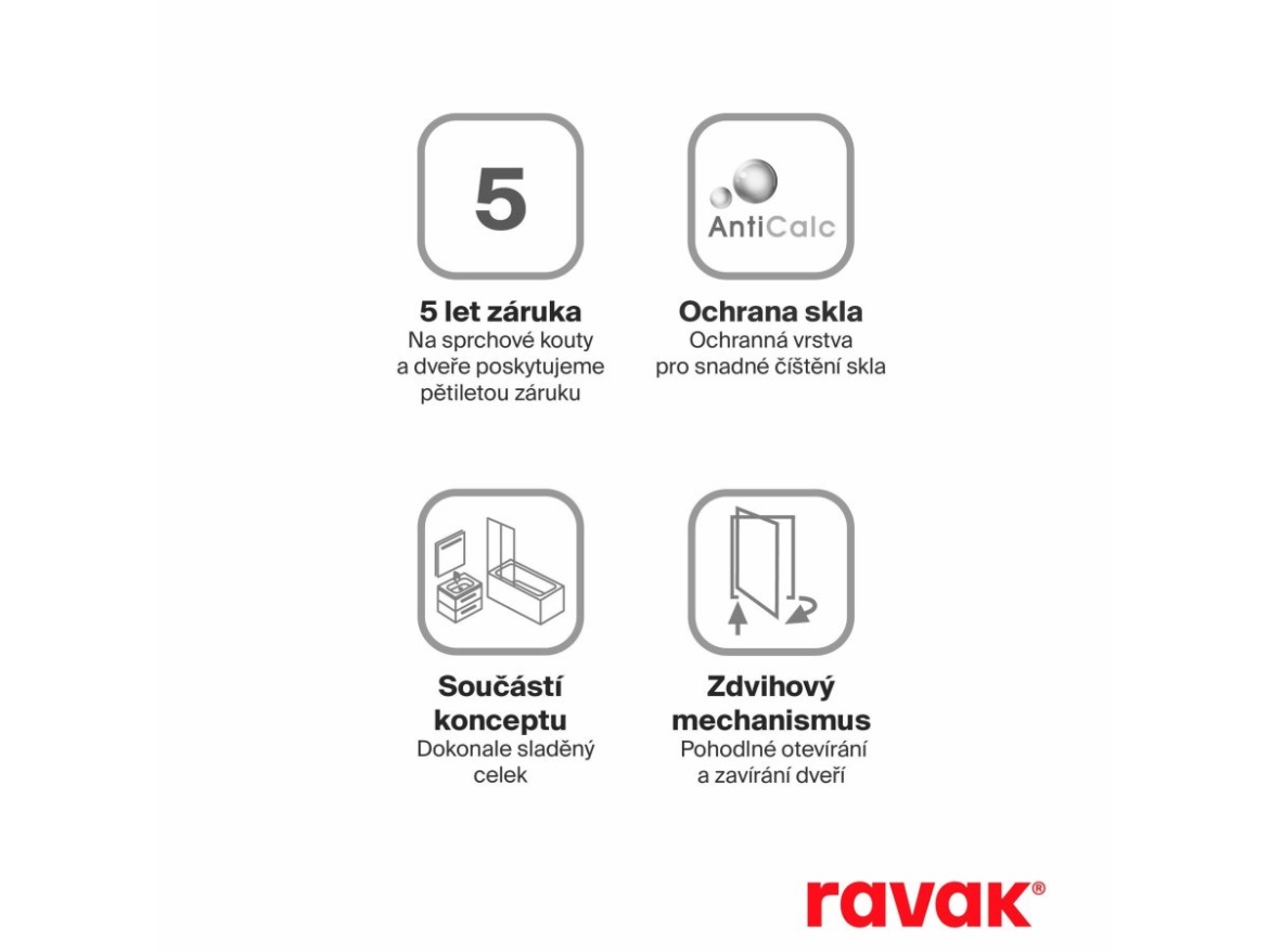 Ravak CSDL2 110, biela matná+transparent