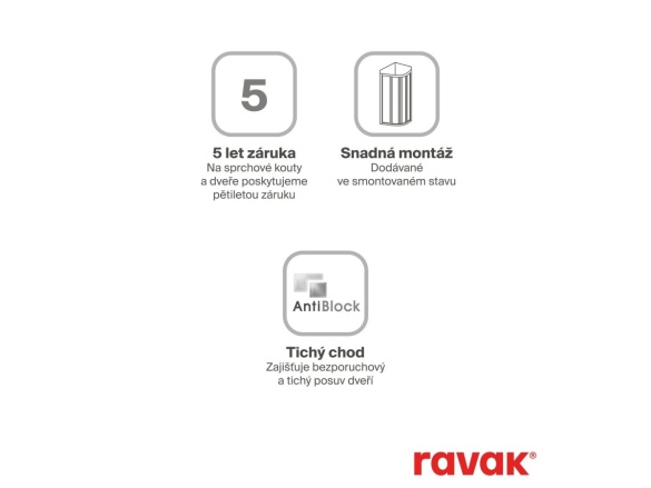 Ravak SKCP4 90x90 195, čierna+pearl