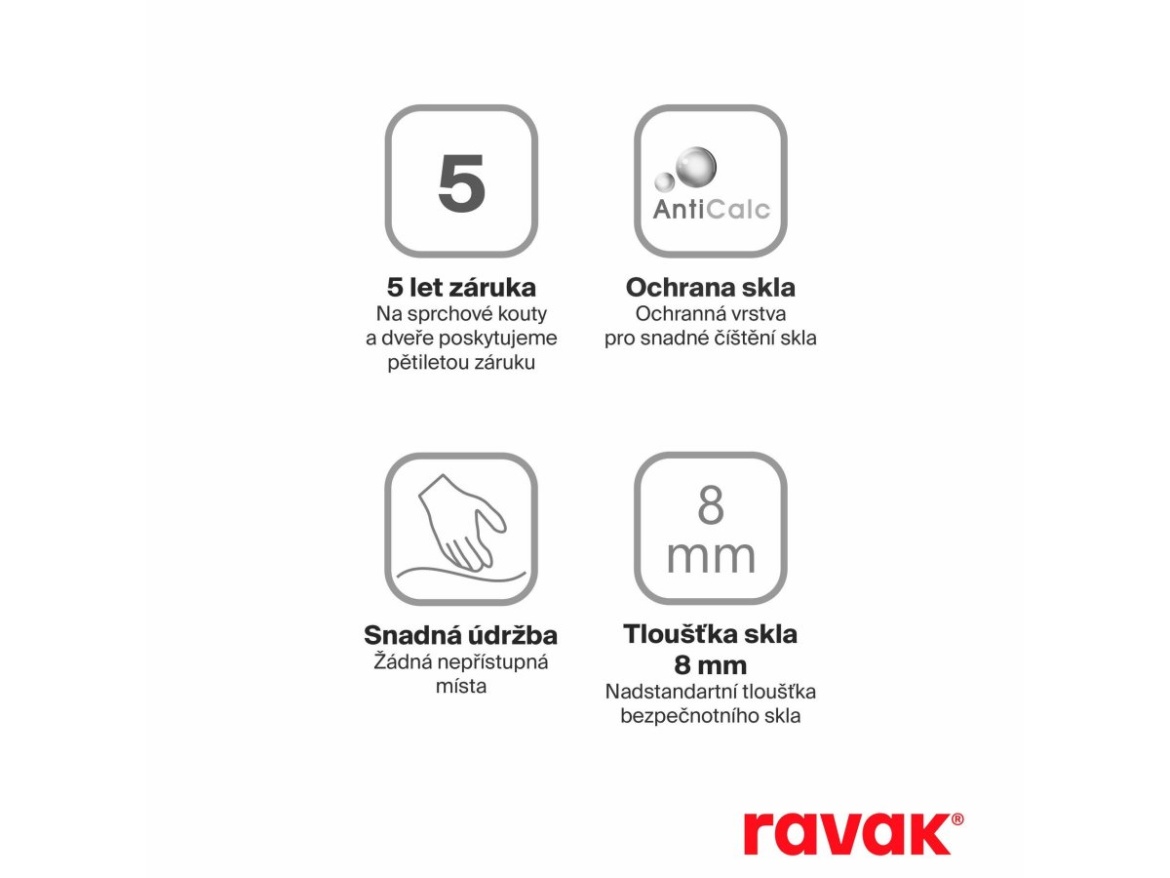 Ravak Walk-In Free Set 130, černá+transparent