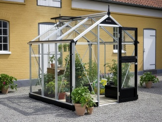 Klasické skleníky ze skla Juliana –  Juliana Compact 2,2 m x 2,2 m, alu / černá, kalené sklo 3 mm